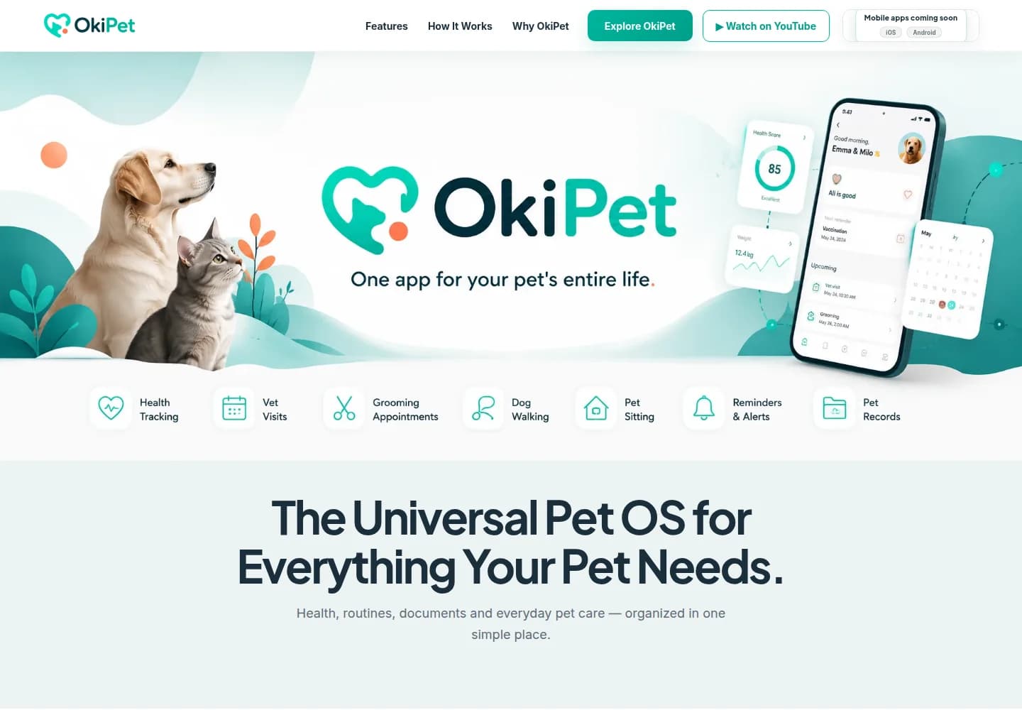 OkiPet landing page