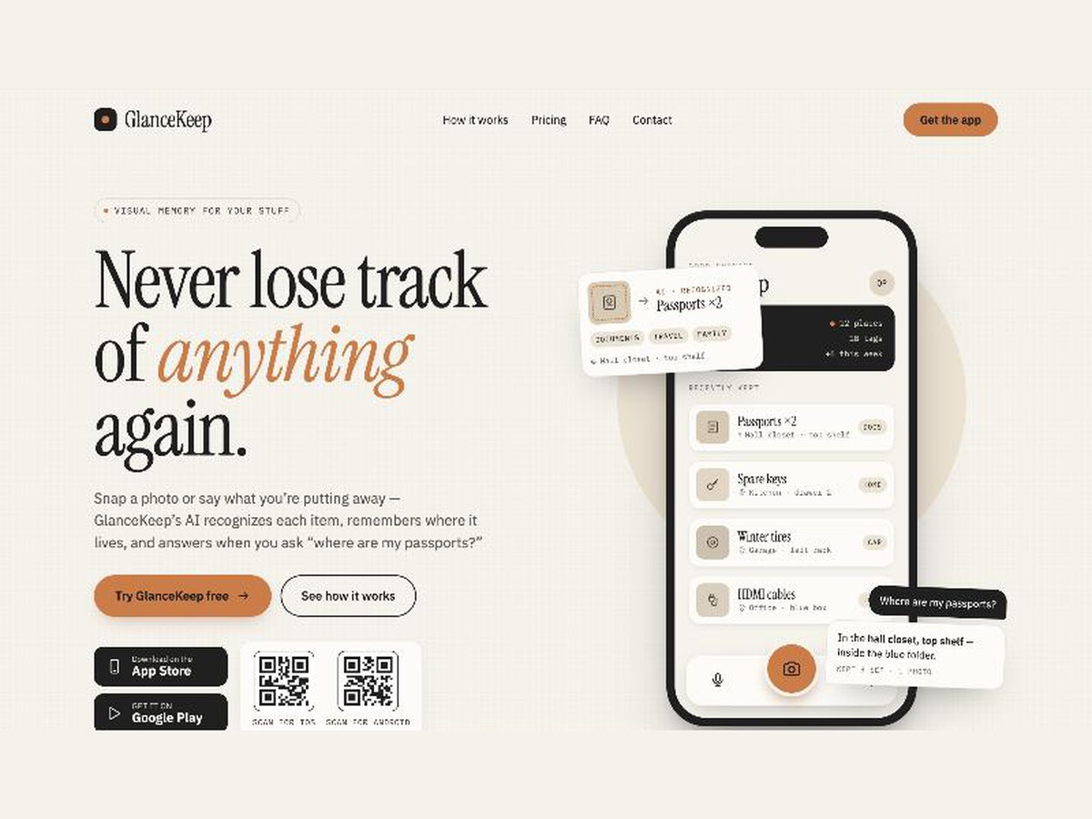 GlanceKeep mobile app